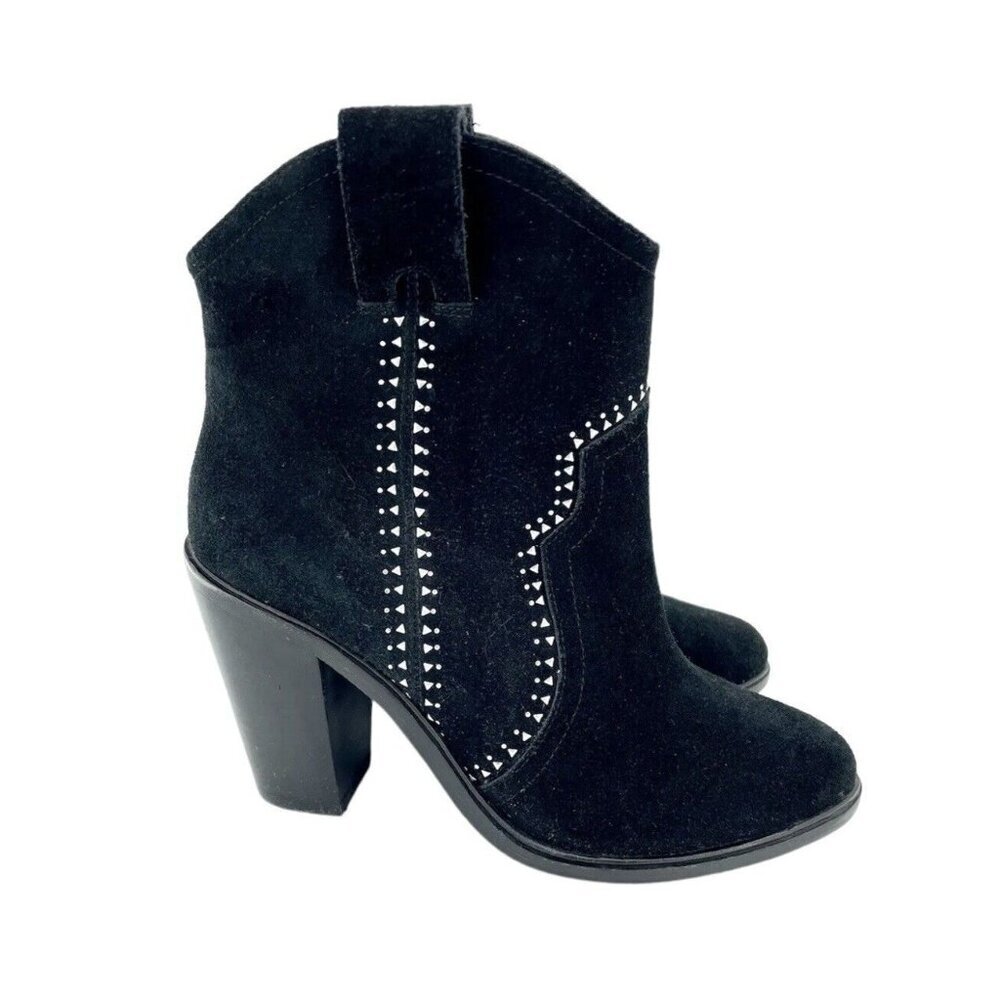 Joie Monte Black Suede Leather Studded Ankle Booties SZ 38 EU New - Picture 7 of 9